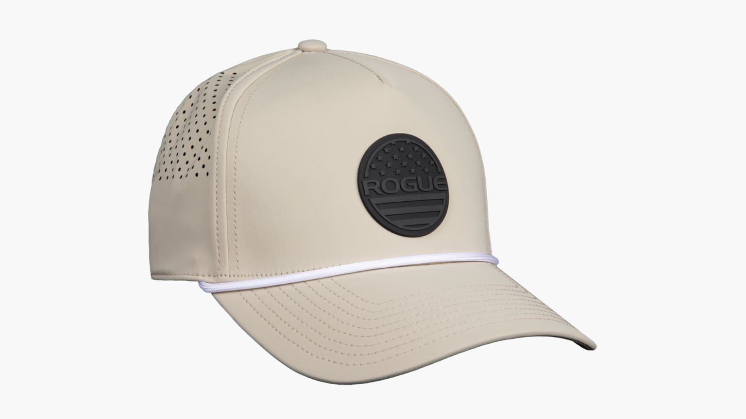 Rogue Branded Bills Curved 5 Panel Performance Hat Desert Tan